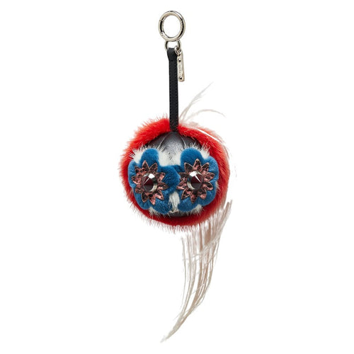 Fendi Monster Fur Leather Bag Charm Keychain