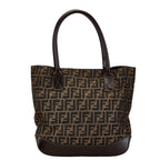Fendi Zucca Canvas Leather Tote Bag