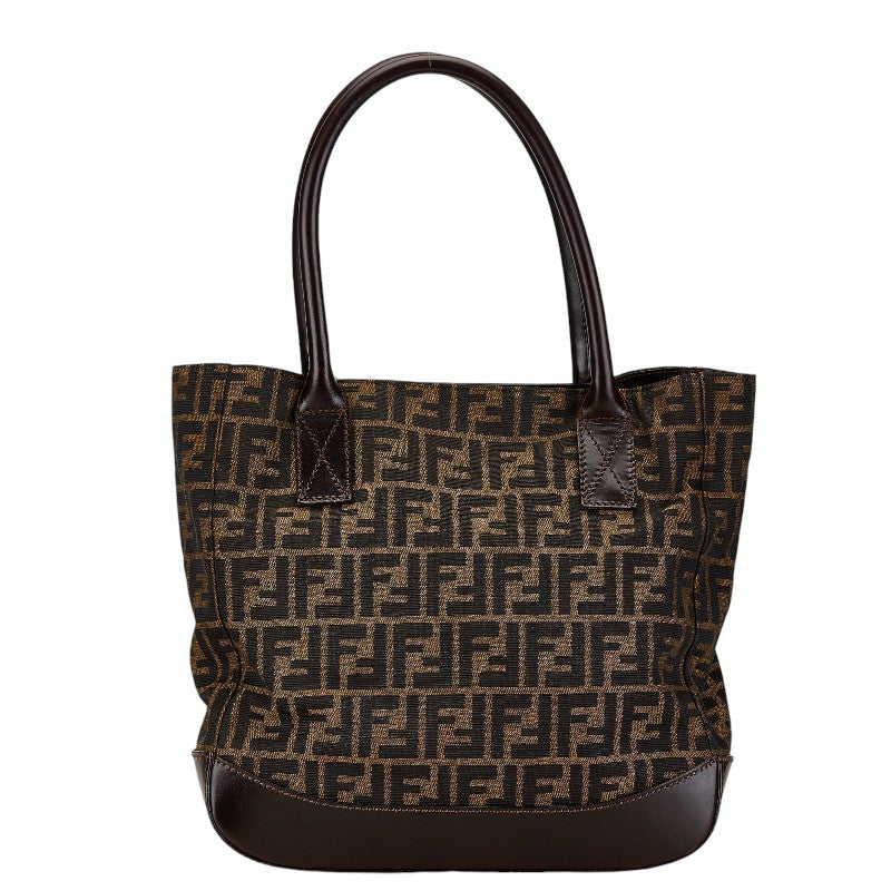 Fendi Zucca Canvas Leather Tote Bag