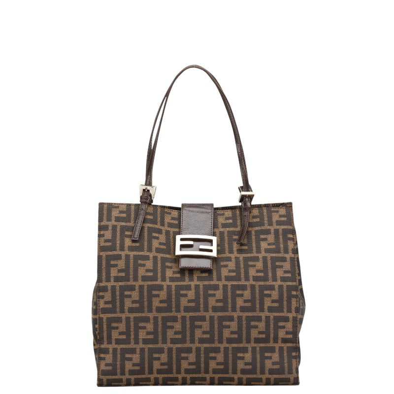 Fendi Zucca Canvas Leather Tote Bag