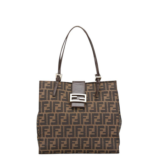 Fendi Zucca Canvas Leather Tote Bag