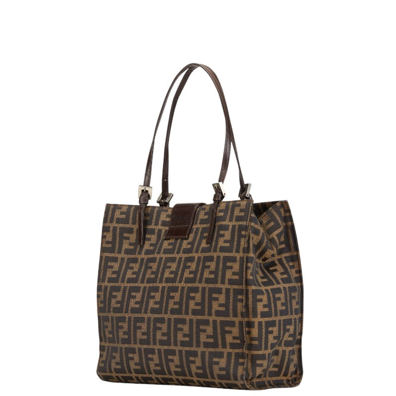 Fendi Zucca Canvas Leather Tote Bag