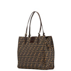 Fendi Zucca Canvas Leather Tote Bag