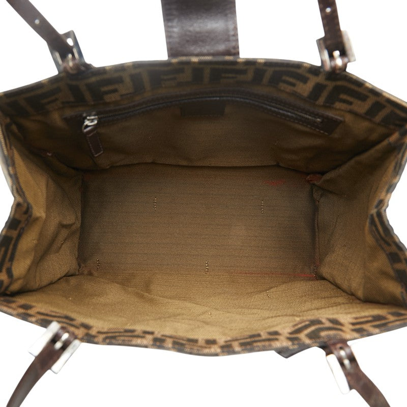 Fendi Zucca Canvas Leather Tote Bag