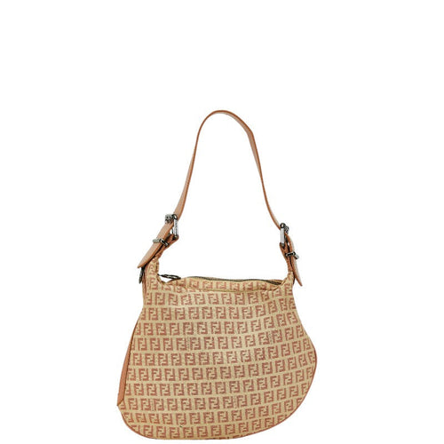 Fendi Zucca Canvas Leather Shoulder Bag 8BR228
