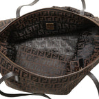 Fendi Zucchino Canvas Leather Tote Bag