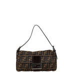 Fendi Canvas Leather Mamma Bucket Shoulder Bag