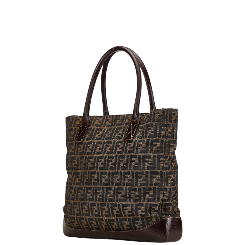 Fendi Zucca Canvas Leather Tote Shoulder Bag