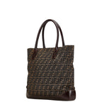 Fendi Zucca Canvas Leather Tote Shoulder Bag
