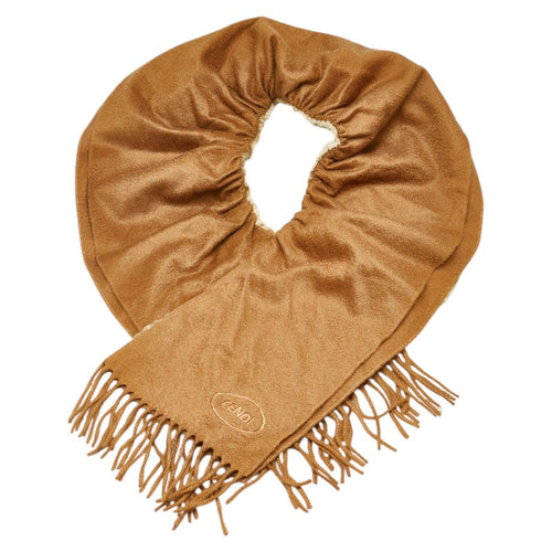 Fendi Fringe Cashmere Fur Scarf Brown