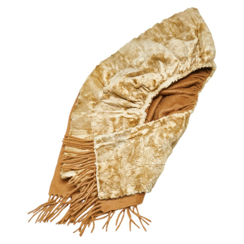 Fendi Fringe Cashmere Fur Scarf Brown