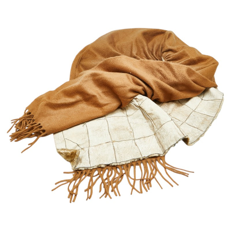 Fendi Fringe Cashmere Fur Scarf Brown