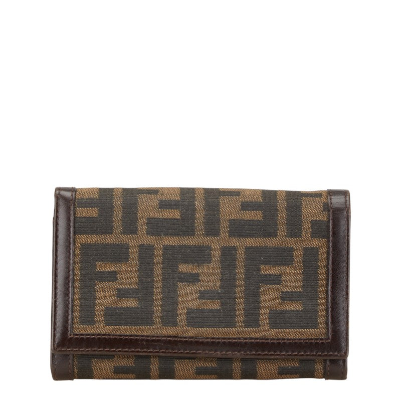 Fendi Zucca Bifold Wallet Canvas Leather