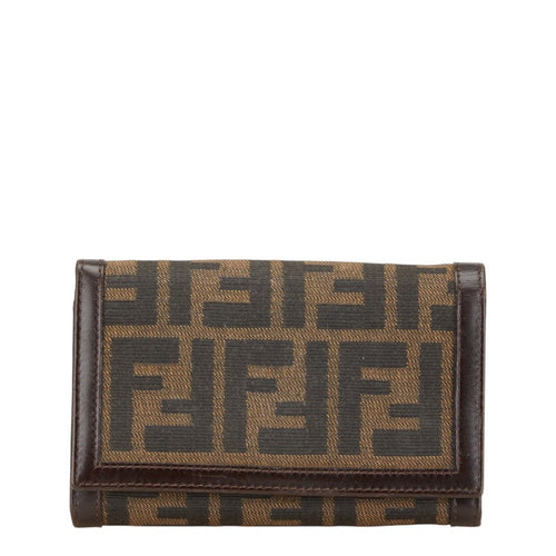 Fendi Zucca Bifold Wallet Canvas Leather