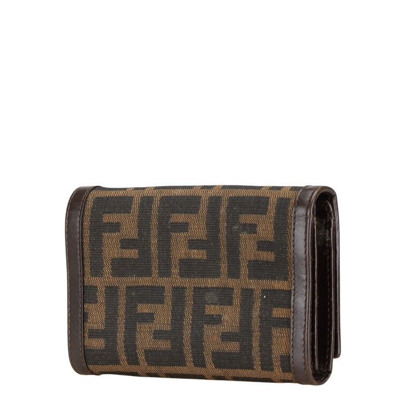 Fendi Zucca Bifold Wallet Canvas Leather