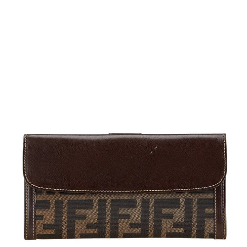 Fendi Zucca Canvas Leather Long Wallet 01339