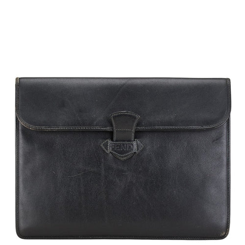 Fendi Leather Clutch Bag Black