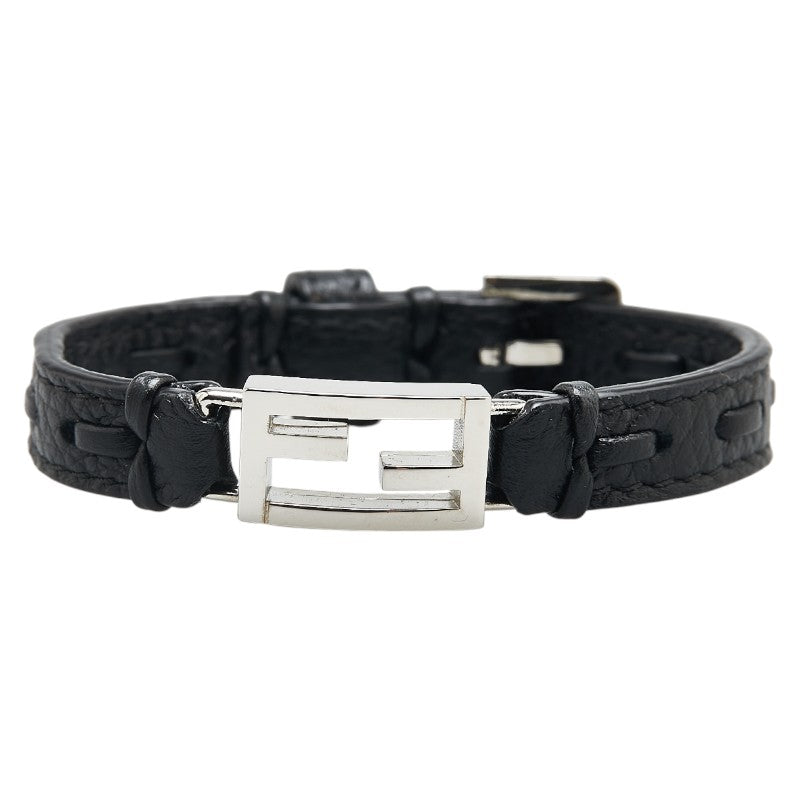 Fendi FF Logo Baguette Bracelet Leather Metal