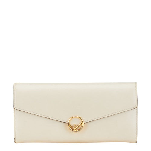 Fendi Leather Long Wallet Beige