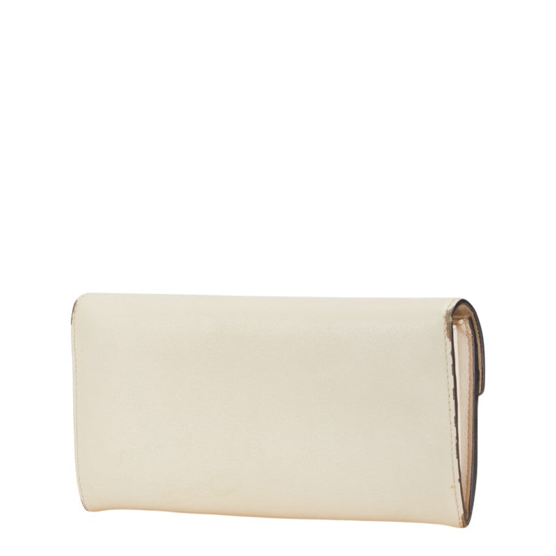 Fendi Leather Long Wallet Beige