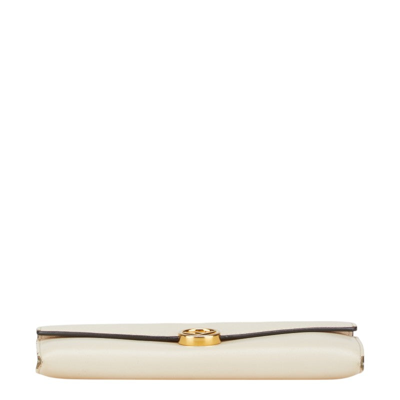 Fendi Leather Long Wallet Beige