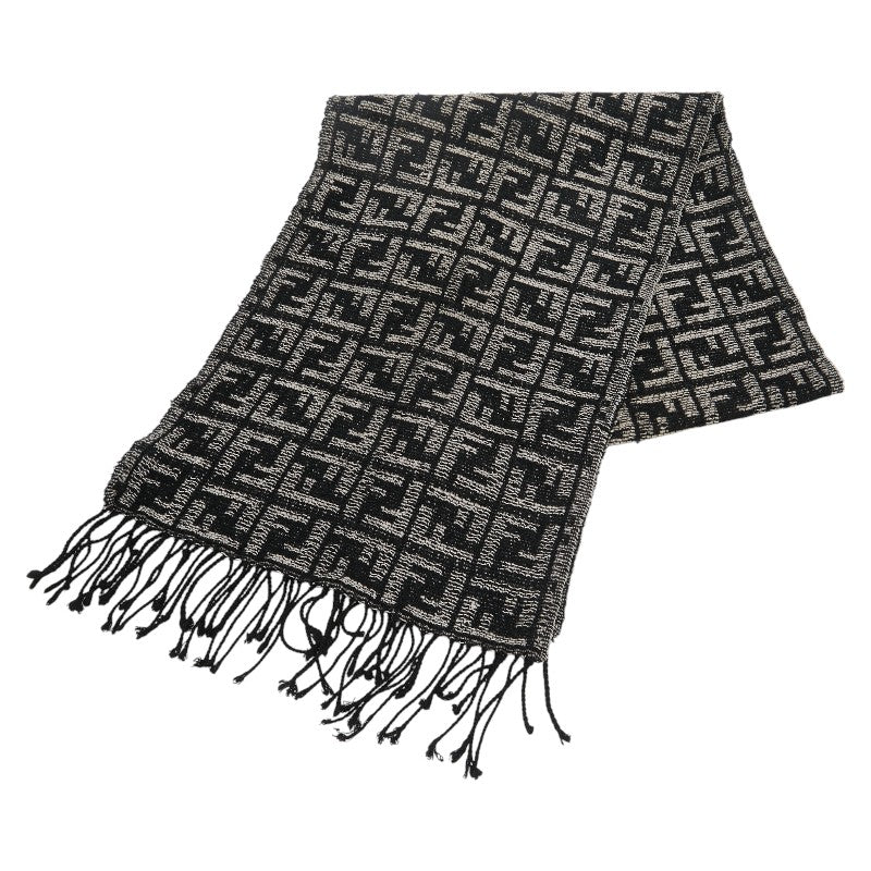 Fendi FF Pattern Scarf Black White Acrylic