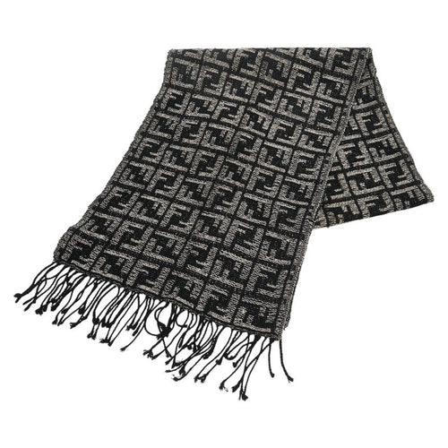 Fendi FF Pattern Scarf Black White Acrylic