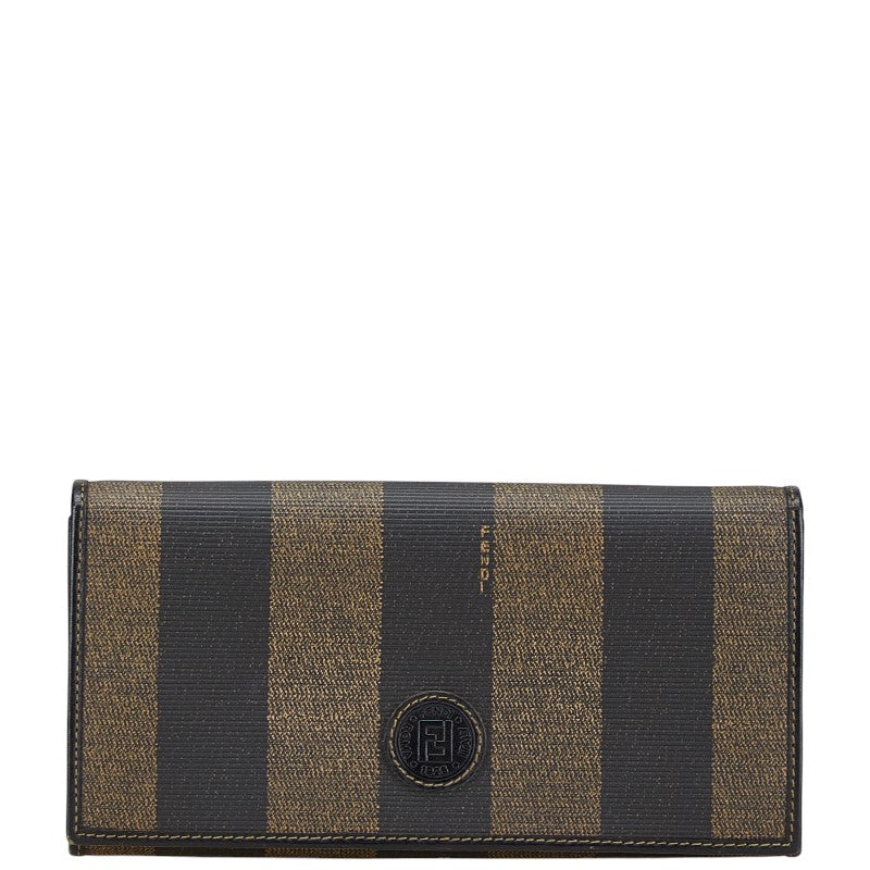 Fendi Pequin Long Wallet Black Brown PVC Leather