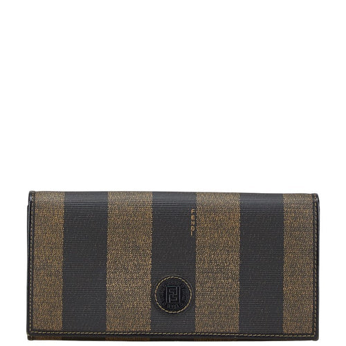 Fendi Pequin Long Wallet Black Brown PVC Leather