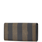 Fendi Pequin Long Wallet Black Brown PVC Leather