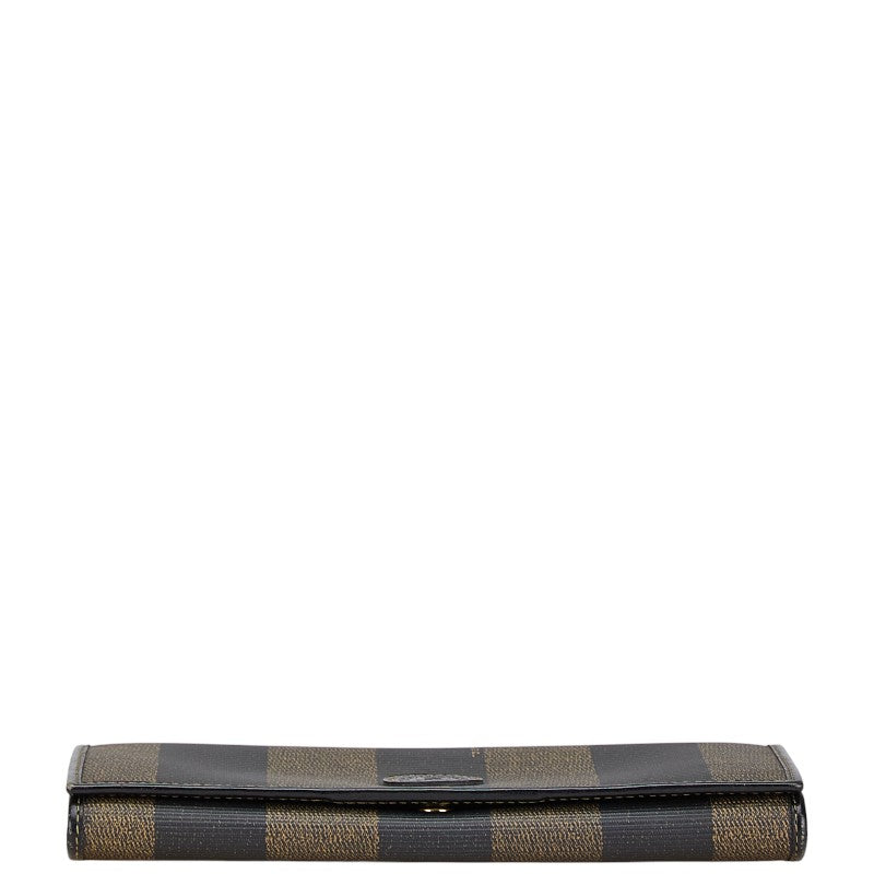 Fendi Pequin Long Wallet Black Brown PVC Leather