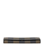 Fendi Pequin Long Wallet Black Brown PVC Leather