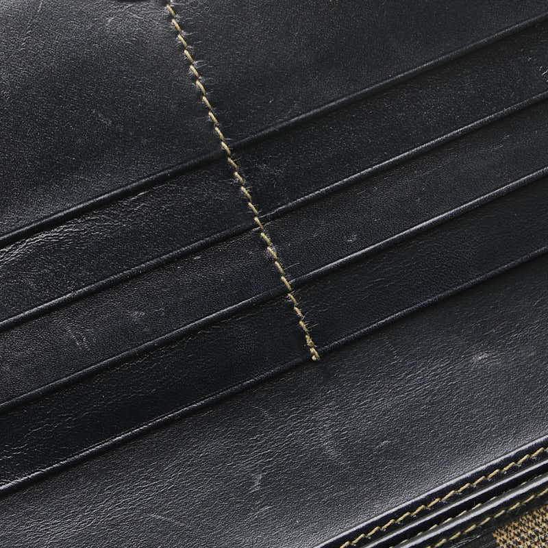 Fendi Pequin Long Wallet Black Brown PVC Leather