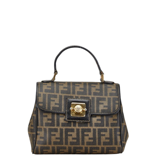 Fendi Zucca Handbag Khaki Green Black PVC Leather
