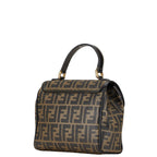 Fendi Zucca Handbag Khaki Green Black PVC Leather