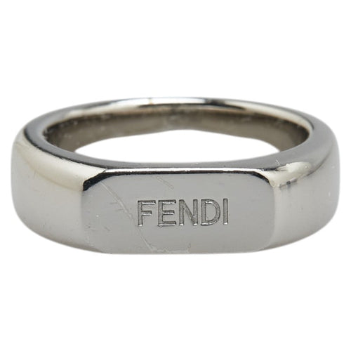 Fendi Logo Metal Ring Silver