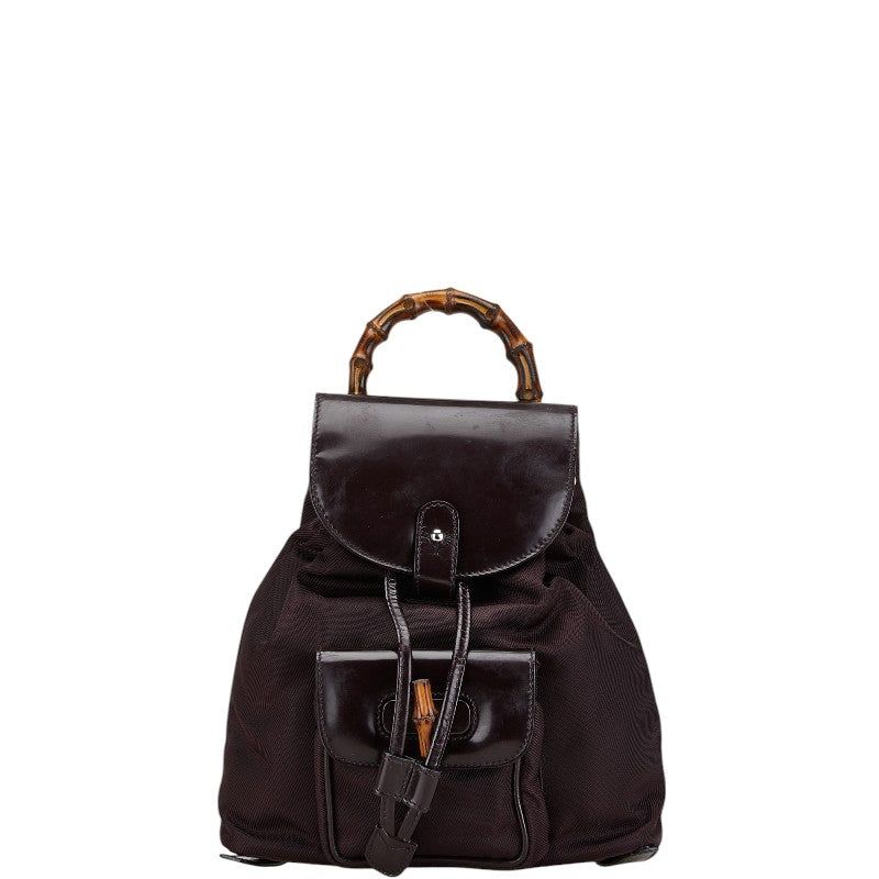 Gucci Bamboo Nylon Leather Backpack