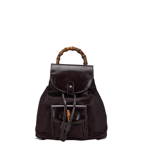 Gucci Bamboo Nylon Leather Backpack