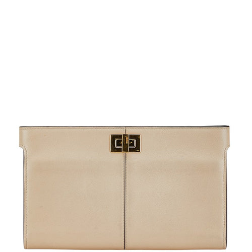 Fendi Peekaboo Long Wallet Beige Leather