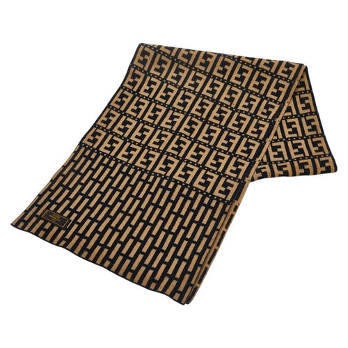 Fendi Zucca Wool Acrylic Scarf Beige Black