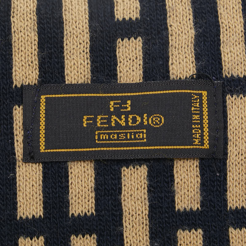 Fendi Zucca Wool Acrylic Scarf Beige Black
