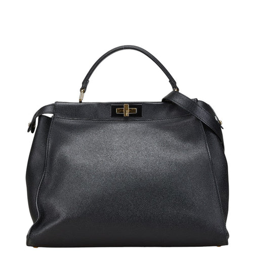 Fendi Peekaboo Leather Handbag 2WAY Black