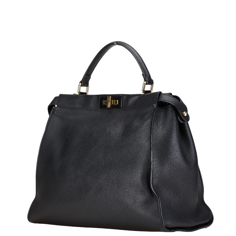 Fendi Peekaboo Leather Handbag 2WAY Black