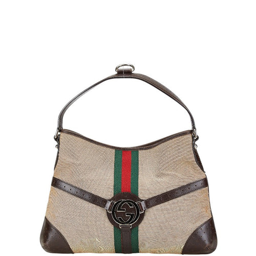 Gucci Interlocking G Sherry Line Canvas Leather Shoulder Bag