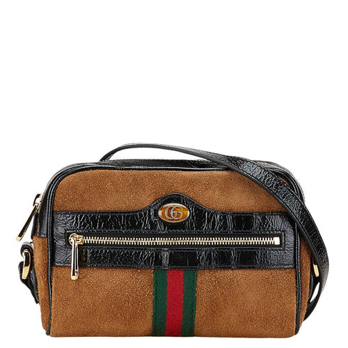 Gucci Ophidia Suede Patent Leather Shoulder Bag