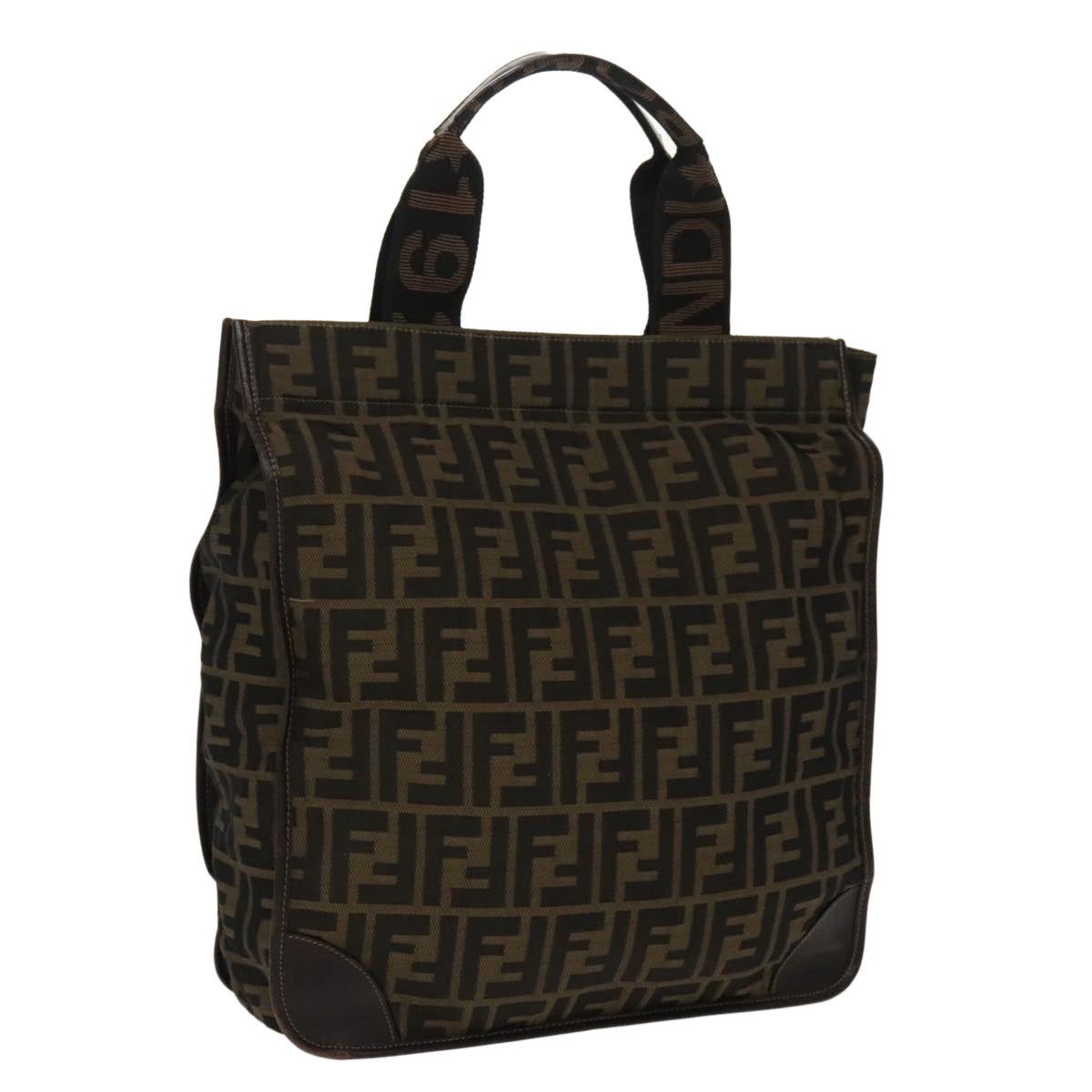 FENDI Zucca Canvas Hand Bag Brown Black100153