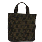 FENDI Zucca Canvas Hand Bag Brown Black100153