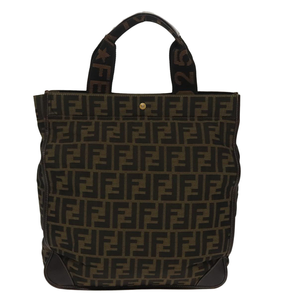 FENDI Zucca Canvas Hand Bag Brown Black100153