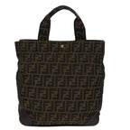 FENDI Zucca Canvas Hand Bag Brown Black100153