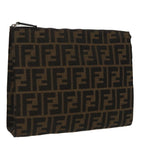 FENDI Zucca Canvas Clutch Bag Brown Black100167
